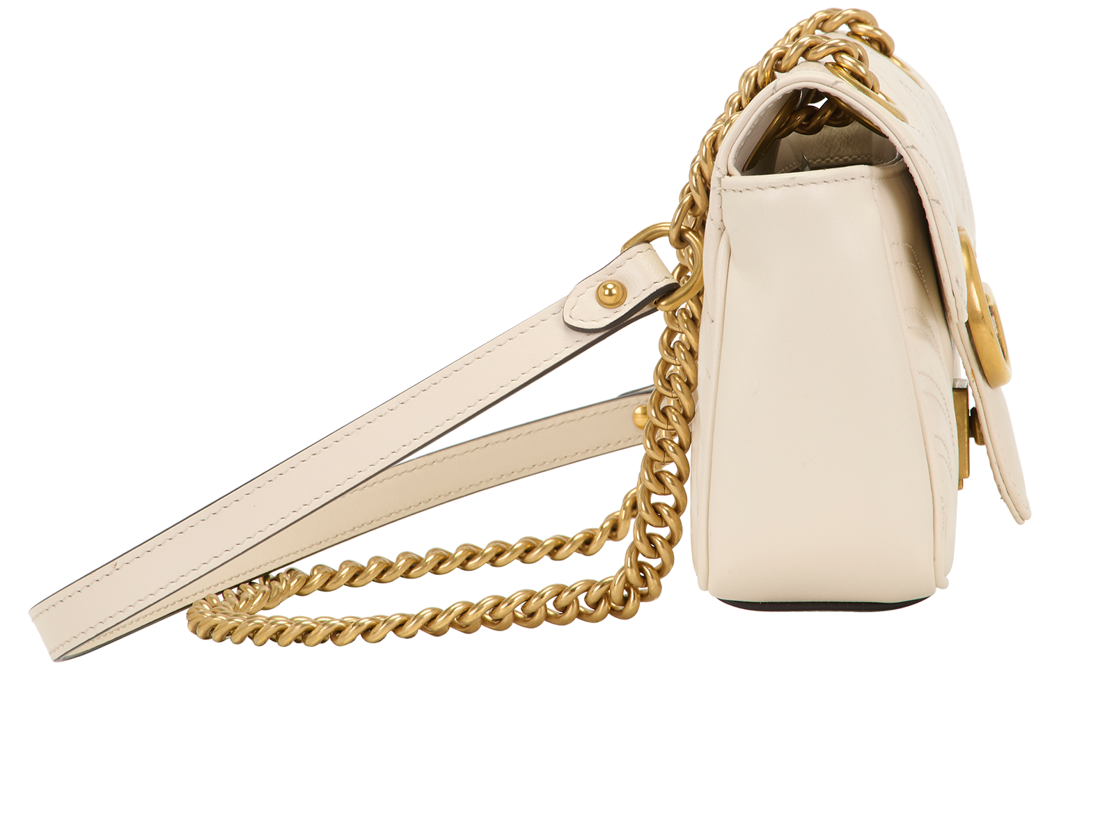 Small GG Marmont Shoulder Bag, &pound;550, Handbags, Cream, Leather, Side view